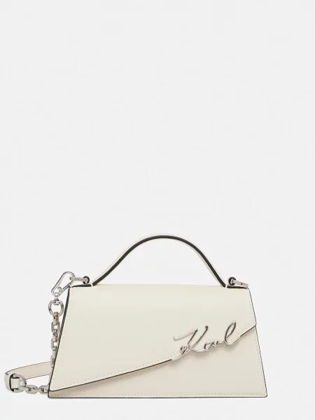 Кожена чанта Karl Lagerfeld K/SIGNATURE бежово