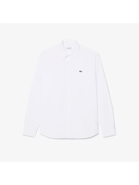 Lacoste Koszula Z Tkaniny Pinpoint Regular Fit biała