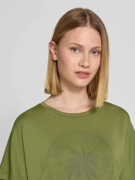 T-shirt o luźnym kroju z nadruk z logo model BANU' Soyaconcept zielona