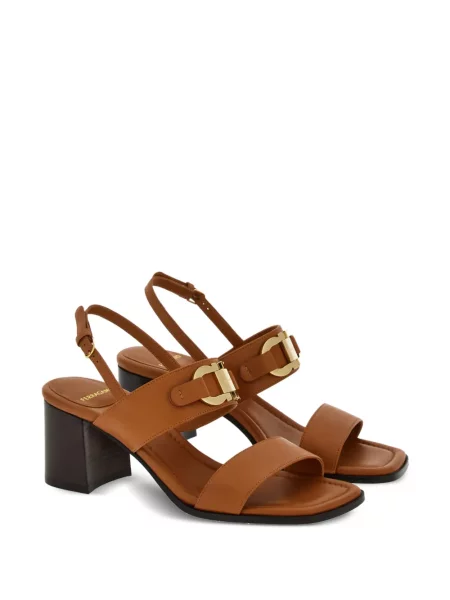 Sandale Ferragamo din piele cu cataramă maro