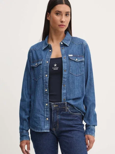 Guess Jeans koszula jeansowa niebieska