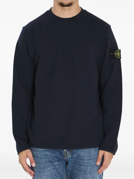 Hanorac crewneck Stone Island cu strasuri albastru