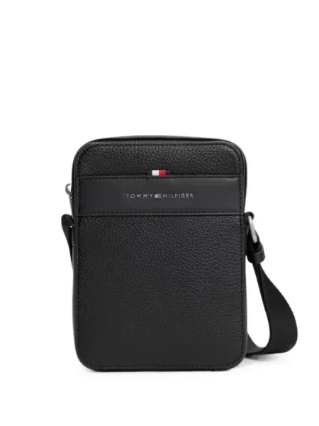 Geantă crossbody Tommy Hilfiger din piele cu autograf negru