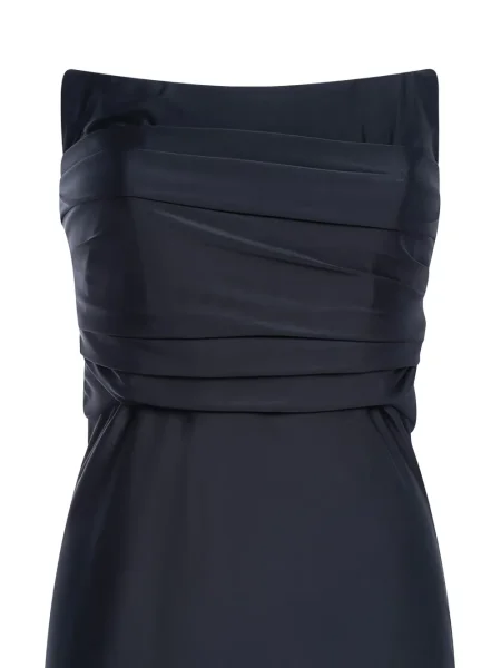 Rochie maxi Room76 drapată fără bretele de costum negru