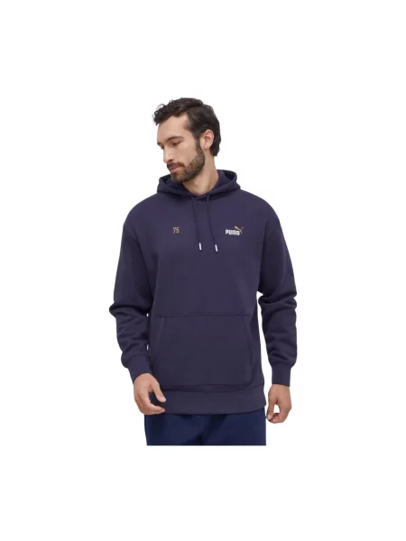 Puma bluza granatowy z kapturem z nadrukiem niebieska