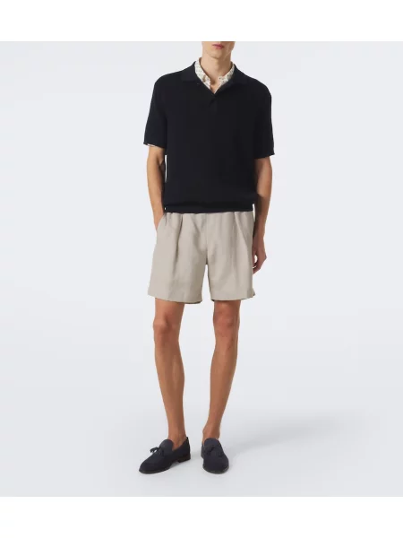Ľanové šortky Ralph Lauren Purple Label sivá