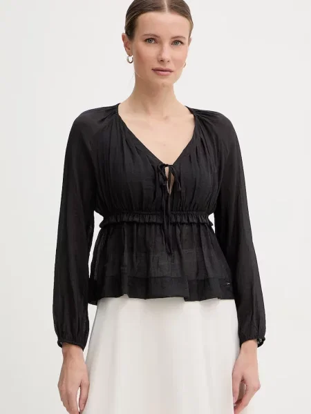 Gaudi bluză pentru femei cu amestec de vâscoză negru