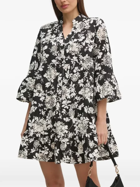 Rochie midi Gaudi cu model floral cu imagine până la genunchi negru