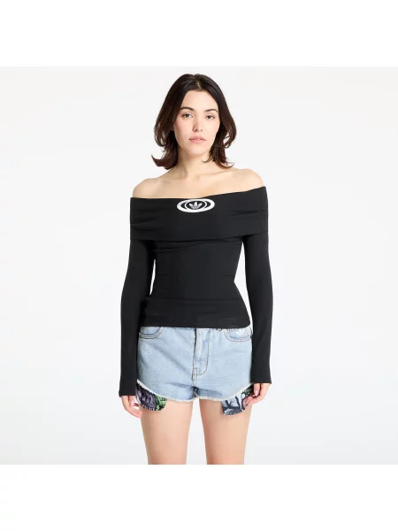 Top Adidas Originals z długim rękawem z odkrytymi ramionami czarny