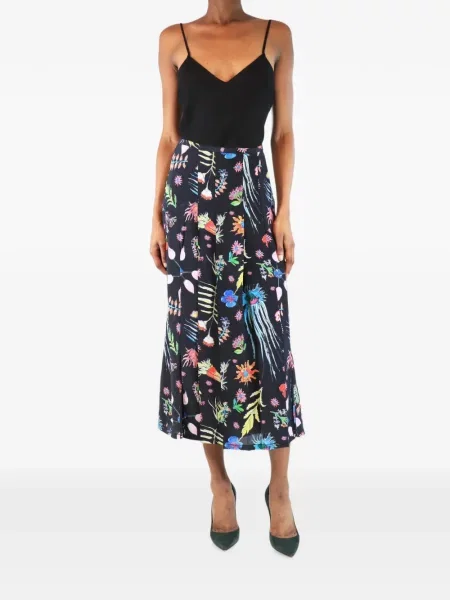 Fustă midi Rixo cu model floral cu imagine negru