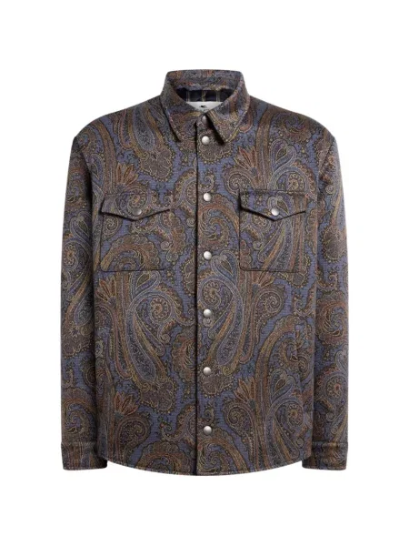 Cămașă Etro cu model paisley din jacard albastru