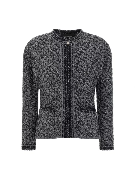 Kurtka jeansowa Fabiana Filippi z cekinami tweedowa niebieska