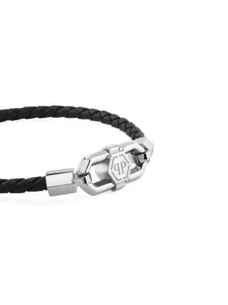 Brăţară Philipp Plein din piele argintiu