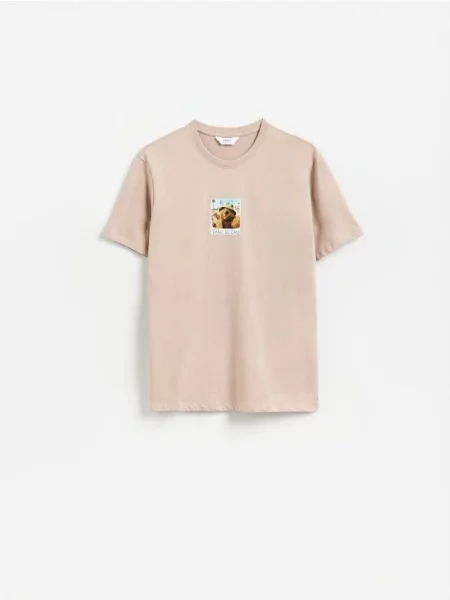 Reserved Tricou regular cu imprimeu bej