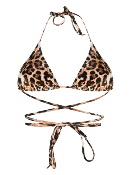 Bikini Vetements din velur cu imagine cu model leopard maro