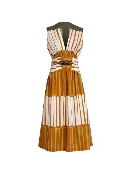 Rochie midi Silvia Tcherassi cu dungi cu imagine portocaliu