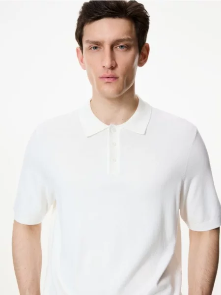 Gulerat tricou polo Reserved alb