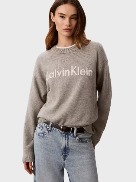 Светр Calvin Klein Jeans з лого сірий