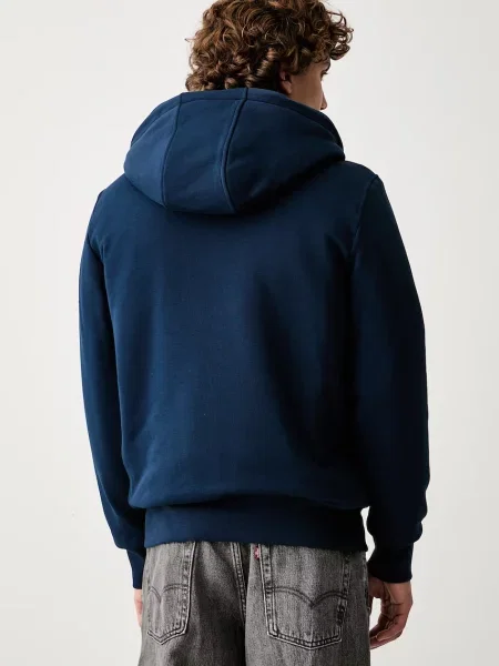MOOSE KNUCKLES bluza rozpinana z kapturem z bawełną granatowa