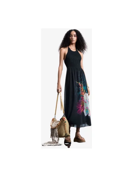 Sukienka Desigual z dekoltem halter czarna
