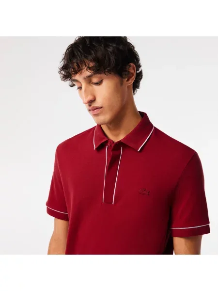 Lacoste Koszulka Polo Smart Paris Z Elastycznej Bawełny Z Kontrastowym Wykończeniem czerwony