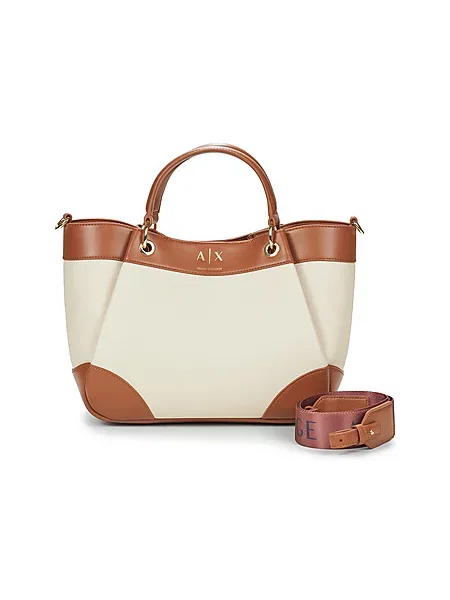 ARMANI EXCHANGE Nakupovalna torba kremna / konjak bež