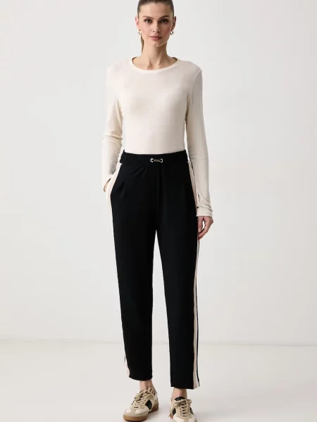 BOSS спортен панталон дамски с модал Mirage_Pants Tapered черно