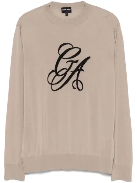 Pulover Giorgio Armani cu broderie maro