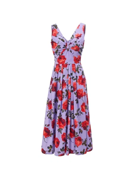 Rochie midi Carolina Herrera cu imagine până la genunchi de costum violet