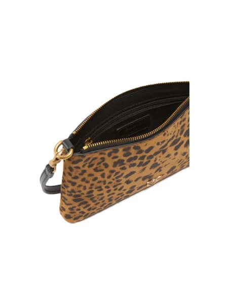Mini geanta de piele Pinko fără armătură plic maro