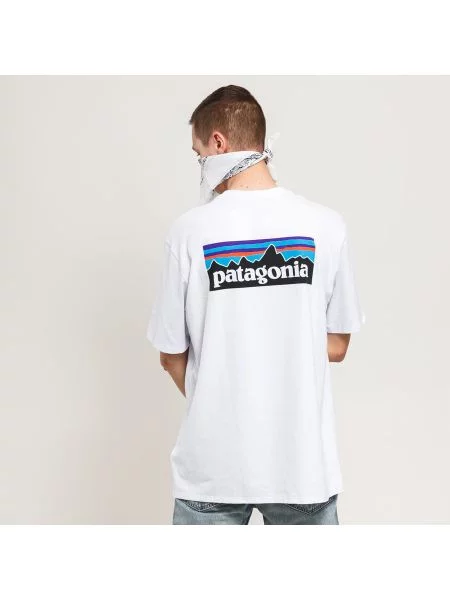 Trekingové tričko Patagonia Logo Responsibili-Tee white bílé
