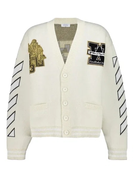 Cardigan Off-white cu broderie alb