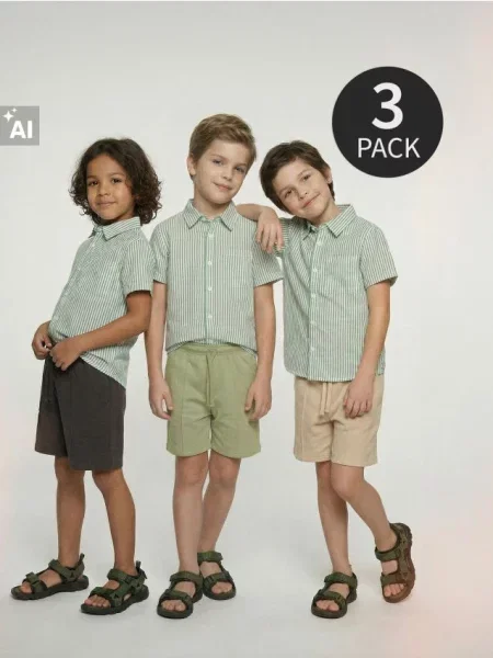 Sinsay Šortky s bavlnou 3 pack béžová