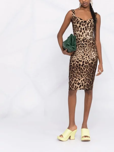 Raštuota suknelė be rankovių Dolce & Gabbana be rankovių leopardinė