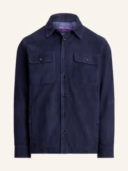 Ralph Lauren Purple Label Skórzany Płaszcz Wierzchni blau fioletowy
