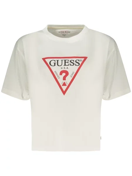 Tricou Guess Jeans clasic scurt alb