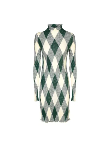 Sukienka Burberry z wzorem argyle zielona