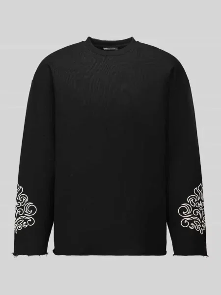 Bluza z rękawami z haftem model ONA' Don't Waste Culture czarna