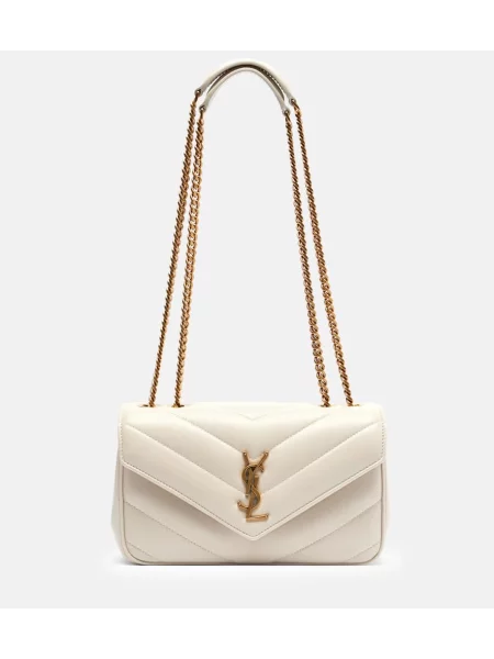 Usnjena usnjena torbica Saint Laurent bela