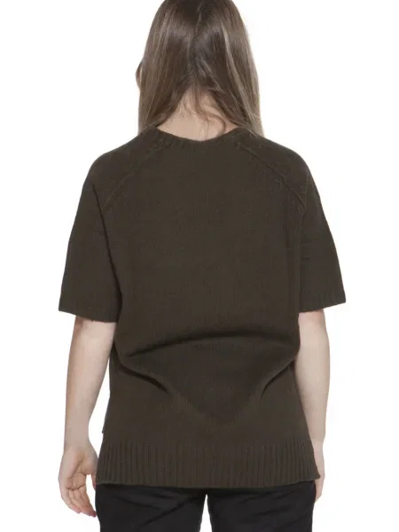 Krótki sweter Gant z okrągłym dekoltem z krótkim rękawem zielony