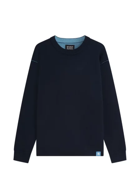 Pulover Scotch & Soda cu decolteu rotund albastru