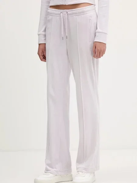 Juicy Couture spodnie dresowe welurowe z aplikacją fioletowy
