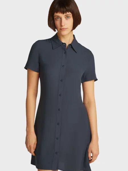 Костюмна джинсова сукня Calvin Klein Jeans а-силуету синя