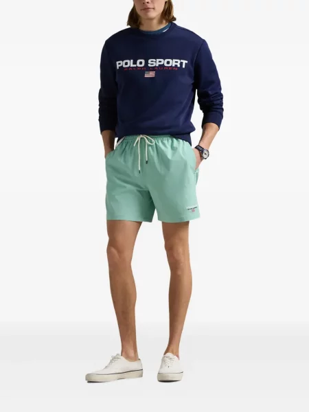 Πλεκτή μακρύς φόρεμα σε στυλ πουκάμισου Polo Ralph Lauren με halter λαιμόκοψη λευκό