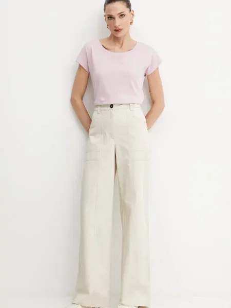 Штани MAX&Co. прямі висока посадка бежевий