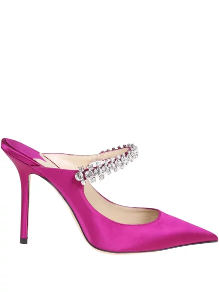 Papuci tip mules Jimmy Choo de cristal roz