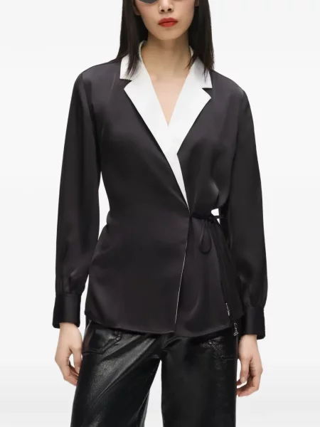 Bluză Karl Lagerfeld din satin plic negru