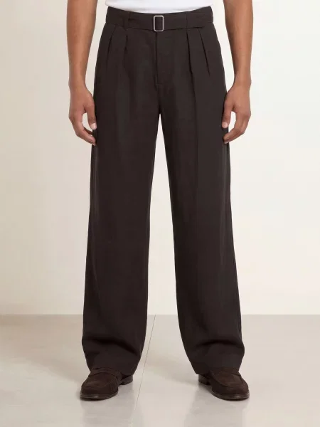 Allsaints Kalhoty Marko Regular Fit Z Lnu černá