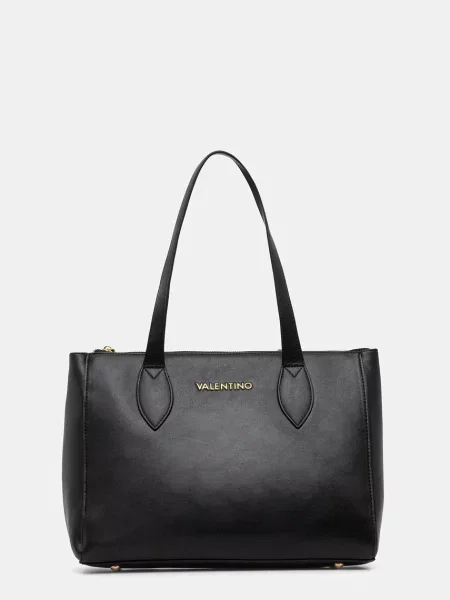Lniana torebka Valentino Bags czarna