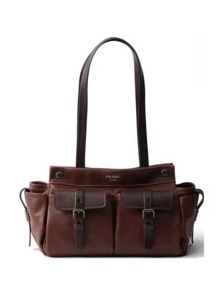 Geantă shopper Prada din piele maro